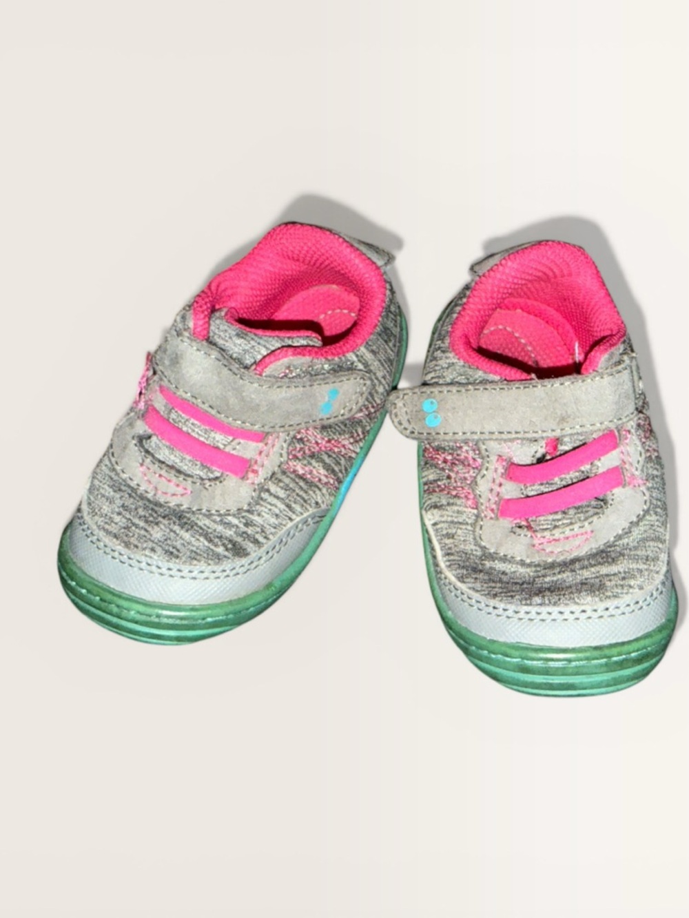 Kids Grey and Pink Athletic Sneakersi with Green Accents